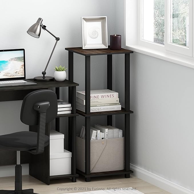 Furinno Simplistic Set of 2 End Table, Columbia Walnut/Black-NeatNest