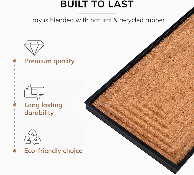 Anji Mountain AMB0BT4F-018 Black Rubber Boot/Shoe Tray with Coir, Fits 4 Pair (46.5" Wide), Rectangle Embossed Insert