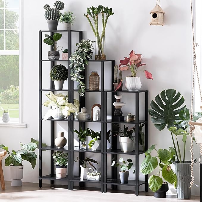 4 Tier Tall Wooden Bookshelf with Storage - Small Bookcase for Small Spaces, Shelf for Living Room, Office, Bedroom, Kitchen - Industrial Modern Black Book Shelf