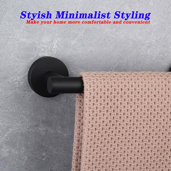 GERZWY 9-Inch Small Kitchen Towel Bar SUS 304 Stainless Steel Cabinet Hand Towel Bar Wall Mounted Bathroom Organizer Matte Black AG1101C23-BK