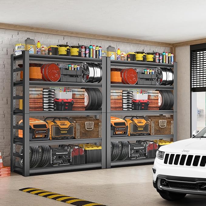 47.2" W Garage Shelving Heavy Duty Storage Shelves 5 Tier Adjustable Heavy Duty Shelving 4000LBS Metal Shelves for Garage Storage Rack Utility Rack Industrial Shelf 72" H x 47.2" W x 23.6" D-NeatNest