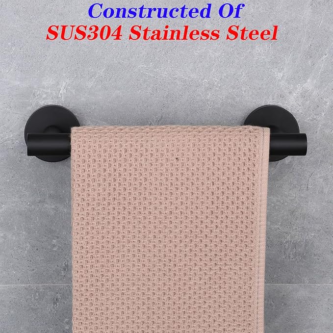GERZWY 9-Inch Small Kitchen Towel Bar SUS 304 Stainless Steel Cabinet Hand Towel Bar Wall Mounted Bathroom Organizer Matte Black AG1101C23-BK