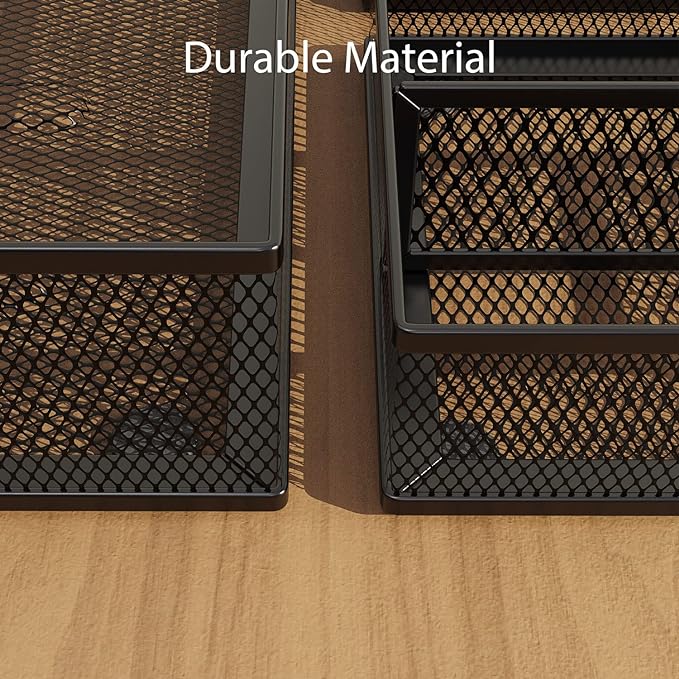 Desk Drawer Organizer Set, 3 Pcs Metal Mesh Office Drawer Organizers, Paper Organizer Letter Tray for Desk, Junk Drawer Organizer for Office, Kitchen, Makeup, Vanity-NeatNest