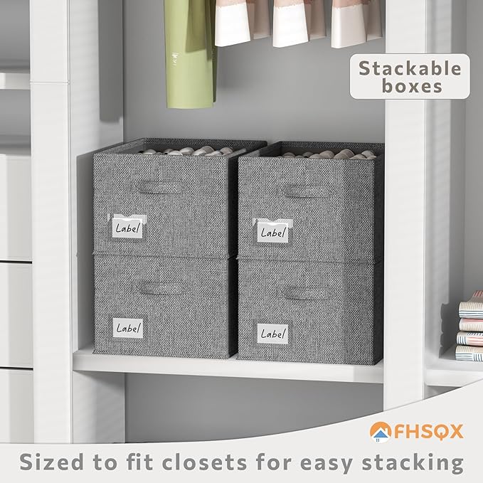 2 Pack Shoe Organizer for Closet,Fits up to 24 Pairs,Fabric Shoe Storage Bins,Large Shoe Box Storage Containers with Bottom Support for Shoes (Dark Gray, (16.5 * 12.6 * 9.5) x1)-NeatNest