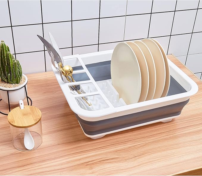 Collapsible Dish Drainer with Drain Plug & Swivel Spout - Space-Saving, Portable Dish Rack for Kitchens, RVs, Campers & Travel Trailers-NeatNest