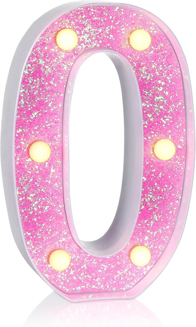 Foaky Pink Light up Letters，Pink Party Decorations,Girls Room Decor,Glitter Marquee Numbers,Alphabet Letter Sign for Night Light Birthday Party Girls Gifts, Home Bar Decoration (0)-NeatNest