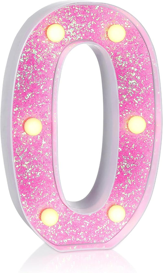 Foaky Pink Light up Letters，Pink Party Decorations,Girls Room Decor,Glitter Marquee Numbers,Alphabet Letter Sign for Night Light Birthday Party Girls Gifts, Home Bar Decoration (0)-NeatNest