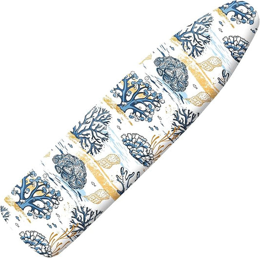 Extra Thick Ironing Board Cover and Pad, 15x54 Ironing Board Cover, Resist Scorching and Staining,Elastic Edges,Coral Nautical