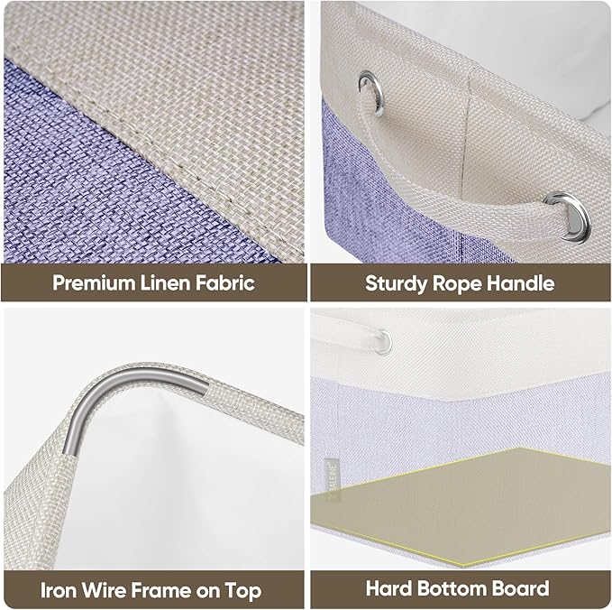 BALEINE 1 Pack Fabric Storage Bins for Shelves, Linen Storage Baskets for Organizing, Decorative Closet Bins for Clothes, Home (Lavender, 12"x8"x8")-NeatNest