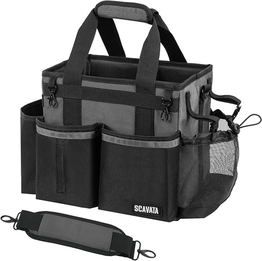 Compact Wearable Cleaning Caddy, Small Cleaning Caddy Supplies Organizer with Handle & Shoulder Straps for Housekeepers, Under Sink & Car Cleaning Tool Organizers Bag (DarkGrey)-NeatNest