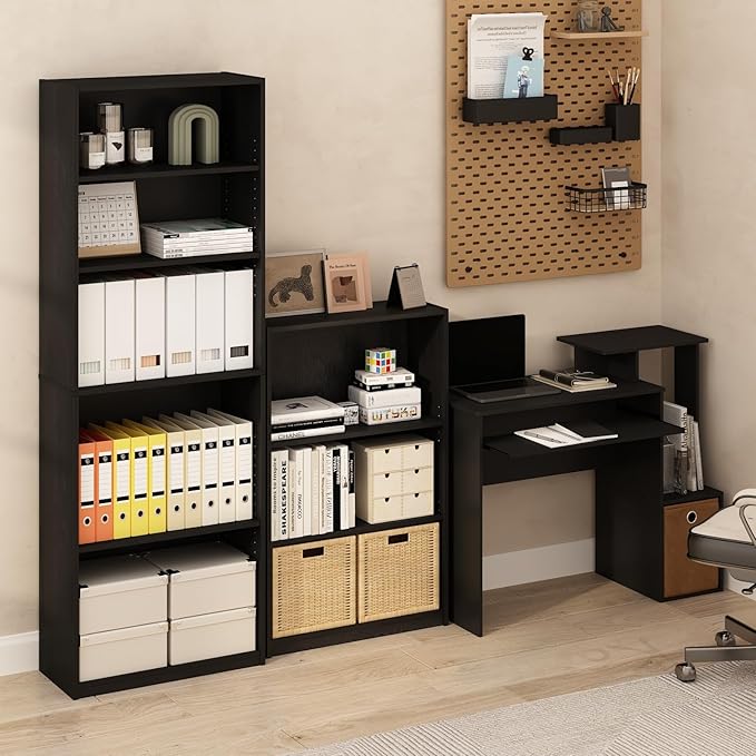 FURINNO JAYA Simple Home 3-Tier Adjustable Shelf Bookcase, Black