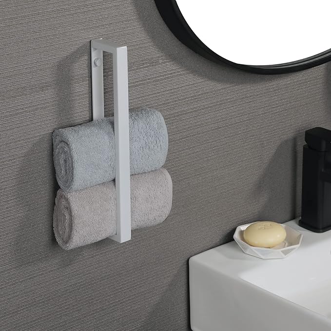 Alise Bath Towel Bar,Wall Mount Towel Holder Towel Rack Towel Hanger for Bathroom Lavatory,12 Inch SUS304 Stainless Steel Towel Rail,White Finish GJF030-W