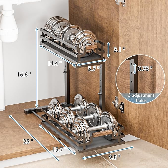 Under Sink Organizer, 2 Tier Slide Out Storage for Bathroom Kitchen (2 Pack)-NeatNest