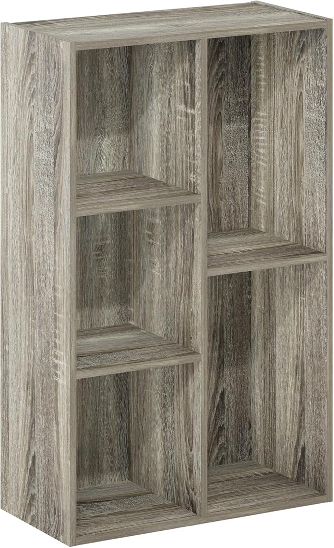 Furinno Luder 5-Cube Reversible Open Shelf, French Oak-NeatNest