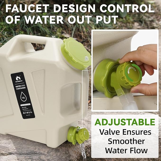 Camping Water Jug - 3.2 Gallan Water Container with Spigot | Portable Water Tank for Outdoor Hiking Picnic Supplies - White-NeatNest