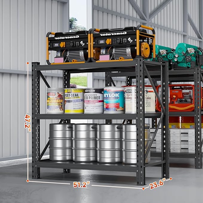 Heavy Duty Garage Shelving Unit - 4200 lbs Capacity, Industrial Metal Storage Rack, Adjustable Steel Rack for Garage, Warehouse, Basement, Pantry,51.2" W x 23.6" D x 47.2" H-NeatNest