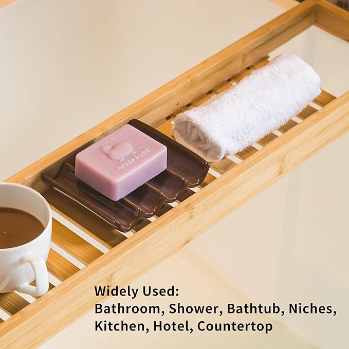Ceramic Bar Soap Dish and Savers for Bathroom, Shower and Kitchen, Japanese Self Drain Soap Holder, Purple-NeatNest