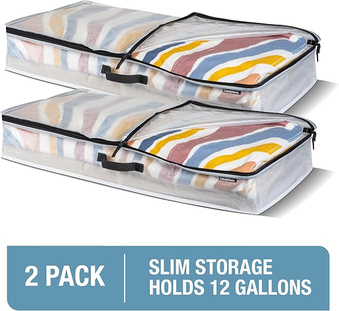 CleverMade Under Bed Storage Bag - Collapsible Storage for Shoes and Clothes Easy Use - Heavy Duty Utility Bag Home-NeatNest