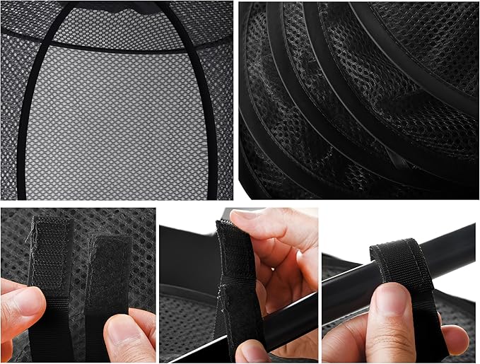 2Pcs Stuffed Animal Storage Foldable Stuffed Animal Net or Hammock Organizer, 3 Compartments Hanging Mesh Toy Storage Hammock for Kid Room Toys, Gloves, Hats, Socks(Black)-NeatNest