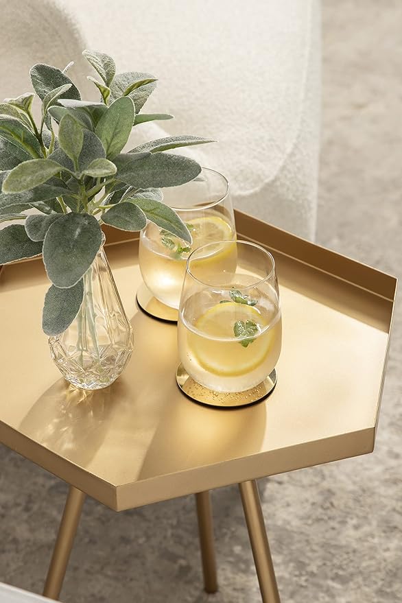 Kate and Laurel Kashvi Modern Side Table 17 x 15 x 20; Gold Decorative Glam Hexagon Bedroom Nightstand Table for Storage and Display