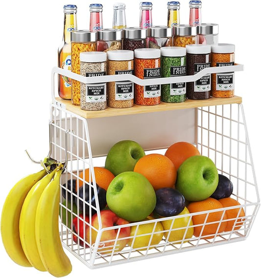 Magnetic Shelf for Fridge with Wider & Thicker Magnet, 1 Pack Refrigerator Organizer Storage Basket for Fruit, Onion, Potato, Spice Rack, Kitchen, Laundry, Pantry (White, 11.81" x 6.77" x 11.81")