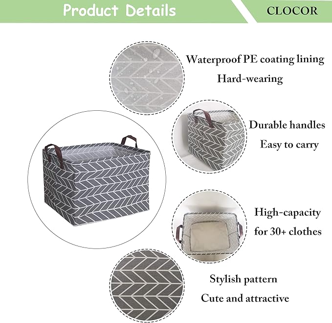 CLOCOR Rectangular Storage Basket,Collapsible Cute Pattern Storage Bin,Waterproof Coating Storage Box with Handles for Home Organization,Shelf Basket (Arrow)-NeatNest