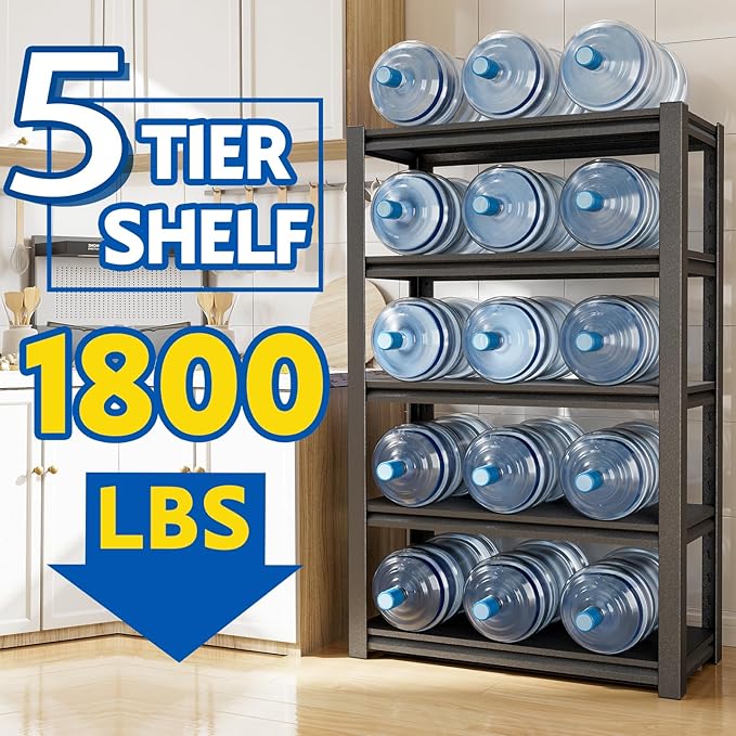 63''H Garage Shelving Heavy Duty, 2800LBS Storage Shelves, 5-Tier Adjustable Metal Shelve Storage Shelf Rack, Industrial Shelving Unit for Garage, Warehouse, Basement (32" W x 15.7" D x 63" H)-NeatNest