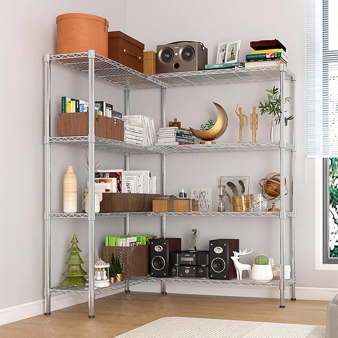58'' Adjustable Storage Shelves Wire Shelving Unit Multiple Rows Shelving for Storage Rack Shelves for Storage Heavy Duty Garage Shelf Pantry Shelves Kitchen Shelving
