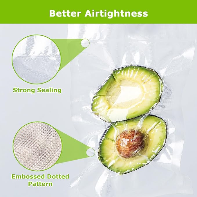 Bonsenkitchen Vacuum Sealer Bags Rolls, 11in x 50ft & 8in x 50ft Durable Food Sealer Bags, Commercial Grade, Heavy Duty, BPA Free, Seal a Meal, Great for Food Storage & Sous Vide Cooking, VB25-NeatNest