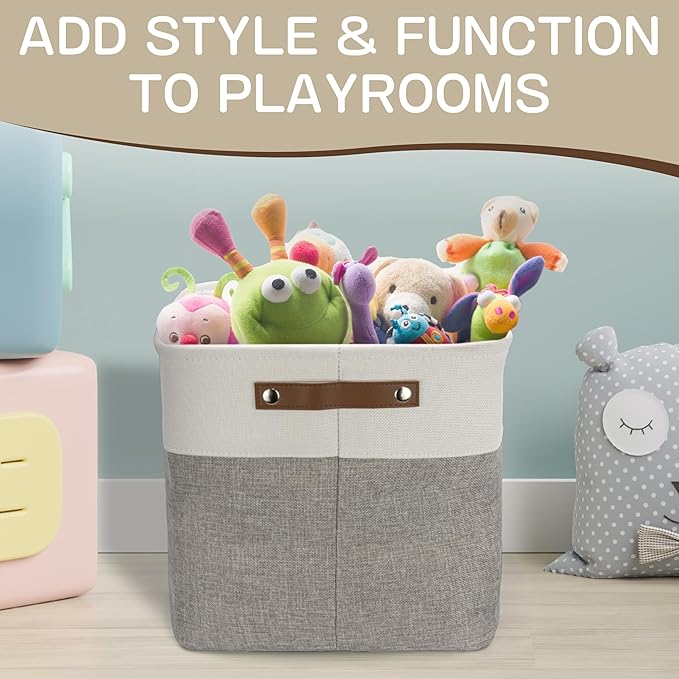 Brookstone, 2 Pack Storage Bins with Handle, Multipurpose Storage Basket for Home Organization, Declutter & Space Saving - Collapsible Storage Cubes Perfect for Living Room, Bedroom, Closets-NeatNest