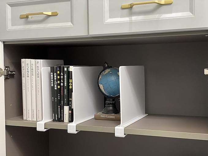 CY craft Shelf Dividers for Closets,White Acrylic Shelf Divider for Wood Shelves and Clothes Organizer/Purses Separators Perfect for Kitchen Cabinets and Bedroom Organizer,2 Pieces-NeatNest