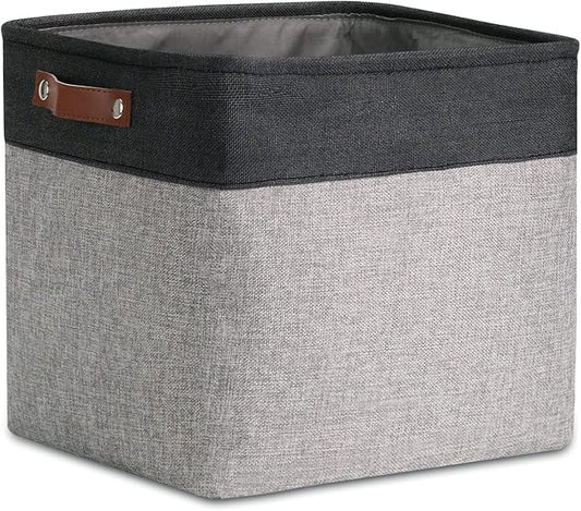 DULLEMELO Cube Basket for Storage, Collapsible Fabric Cube for Organizing, Storage Cube for Closet, Laundry, Nursery, Shelves, Decorative Basket for Gifts Empty (Black&Gray)-NeatNest