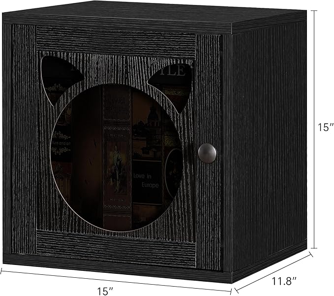 FUSUNBAO Magic DIY Cube Storage Organizer Stackable Cubes for Home Books Clothes Toy-Modular Cubby Storage System-Office Cubical-Bookcase Closet(Black,Cat Door Cube)-NeatNest