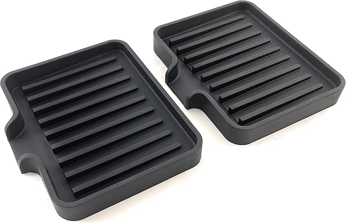 Happitasa Silicone Soap Dish Tray and Sponge Holder with Drain Chute, Pack of 2 | Bathroom and Kitchen Sink Organizer Caddy (Black, 5.2"x4", 7.2 Ounces)-NeatNest