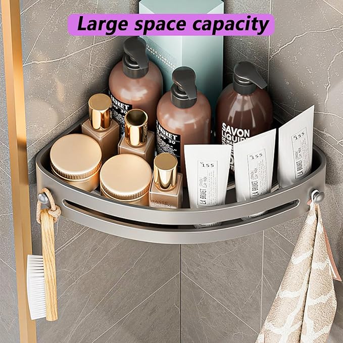 Corner Shower Caddy Shelf,No Punching Design,3-Tier Shower Organizer,Wall Mounted Shower Shelf for Bathroom, Kitchen, Countertop(Gray)