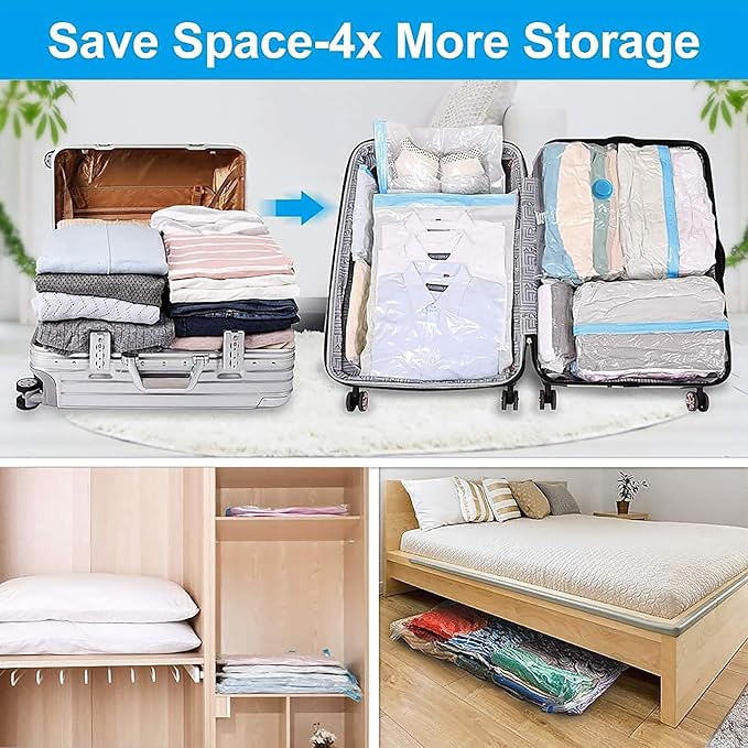 BoxLegend Vacuum Storage Bags with Large Hand Pump 12 Combo (3 Jumbo,3 Large, 3 Medium, 3 Small) Thickened Vacuum Seal Bags for Clothing Coat Bedding Quilt Blanket Pillow Comforters-NeatNest