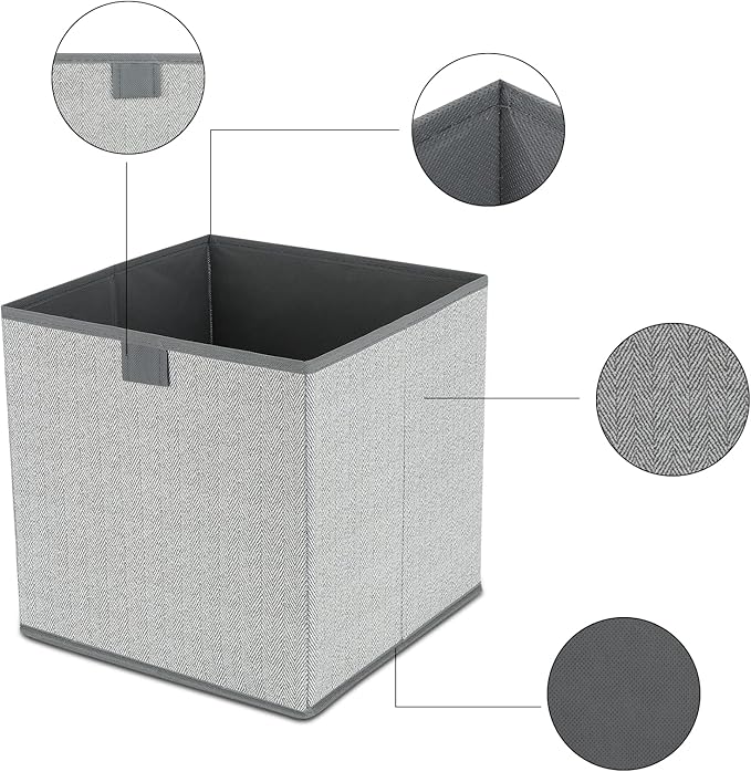 DAYARD Fabric Bins [3-Pack], Foldable Cube Baskets Storage Boxes for Shelves, Closet, Bookshelf, Nursery Organizer Containers, 12 x 12 x 12 inch Grey-NeatNest