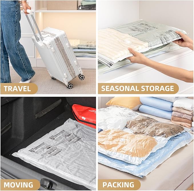 TAILI 12 Pack Vacuum Storage Bags, Jumbo Vacuum Seal Bags for Clothing (40x31 Inch), Space Saver for Bulky Comforter Blankets, Bedding, Pillows, Clothes, Saving More Closet Space-NeatNest