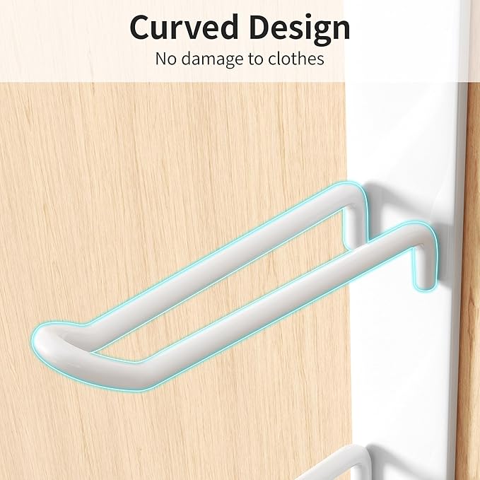 niffgaff 8 Hook Over The Door Hooks, Vertical Over The Door Towel Hook, Over Door Hook, Over The Door Hanger, for Towel and Clothes Hangers, White, 2 Pack,12.28“,for 1.7'' Door