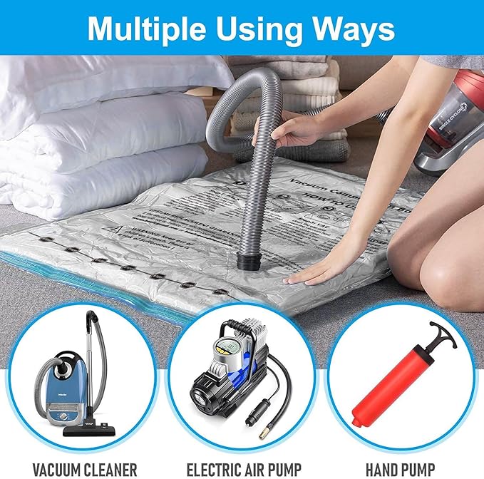 BoxLegend Vacuum Storage Bags with Large Hand Pump 12 Combo (3 Jumbo,3 Large, 3 Medium, 3 Small) Thickened Vacuum Seal Bags for Clothing Coat Bedding Quilt Blanket Pillow Comforters-NeatNest