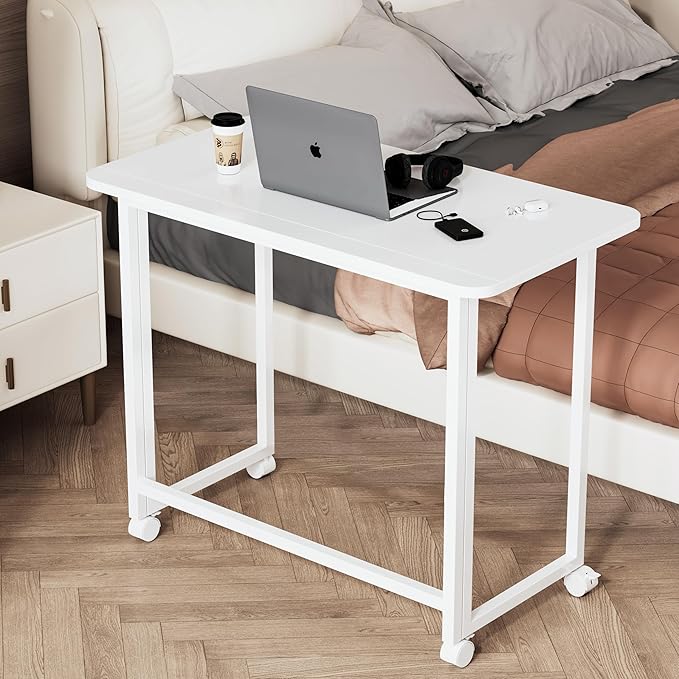 Folding Desk,Not Require Assembly,Small Foldable Desk 31.5" for Small Spaces,Space Saving Computer Table Writing Workstation for Home Office,White-NeatNest