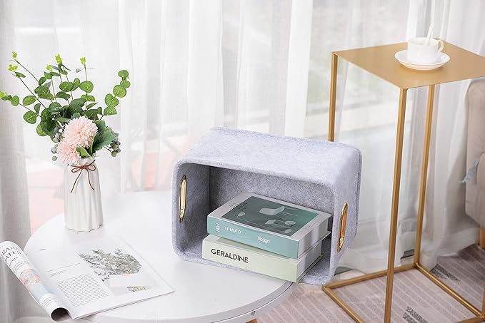 Collapsible Storage Bins Foldable Felt Fabric Storage Basket Organizer Boxes Containers with Handles Metal Handles for Nursery Toys,Kids Room,Clothes,Towels,Magazine-NeatNest