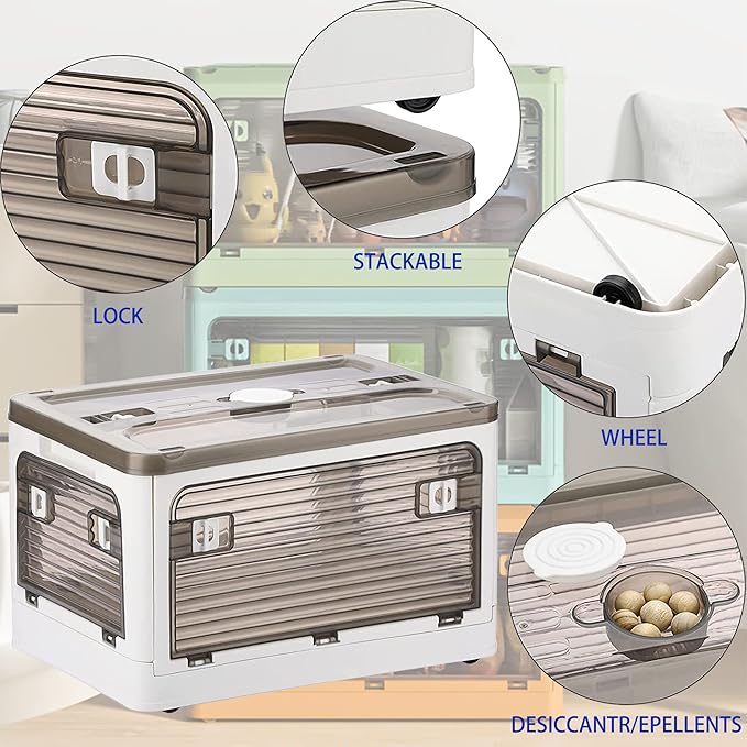 Collapsible Storage Bins with Lids, Closet Organizers, Dorm Room Essentials, Folding Storage Box-NeatNest