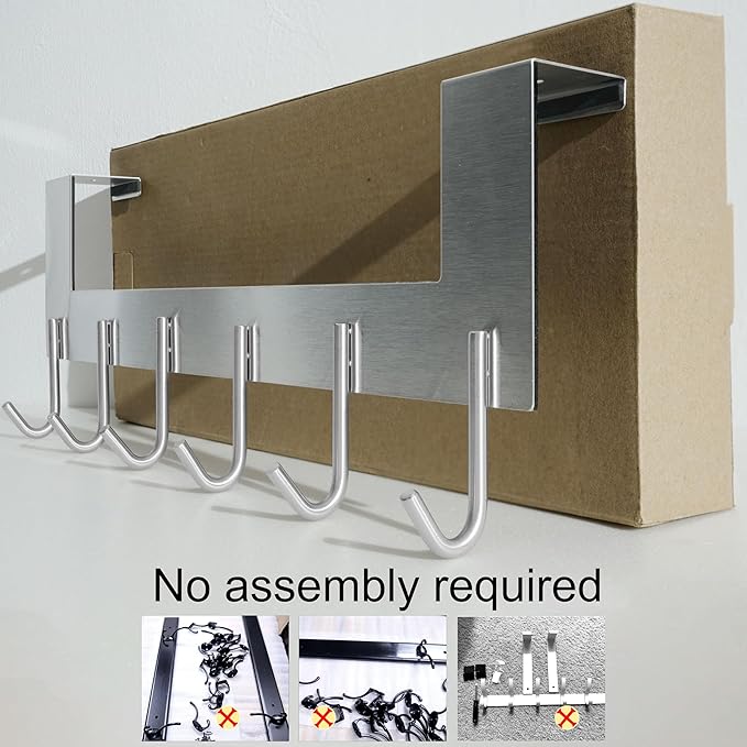 WEBI Over The Door Hooks for Hanging,Over Door Towel Rack,Door Coat Hanger Coat Rack for Clothes,Back of Bathroom,Brushed Nickel
