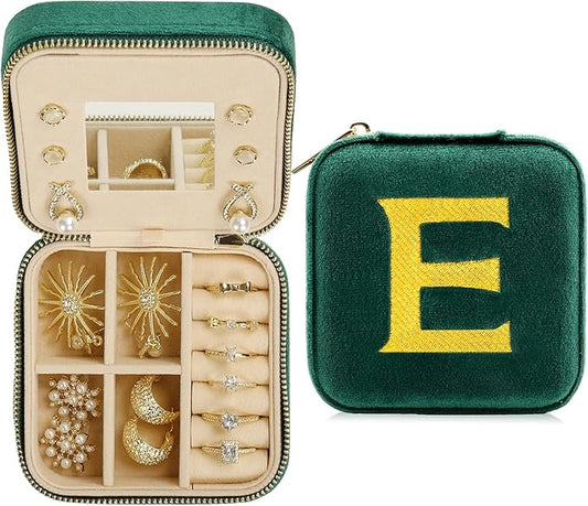Jenria Mothers Day Gifts for Mon, Travel Jewelry Case for Women, Jewelry Organizer, Jewelry Box, Unique Gifts, Personalized Gifts for Her, Birthday Gifts for Mom, Teen Girl, Girlfriend, Green, E-NeatNest