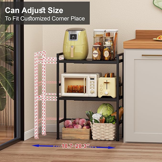 Expandable Metal Storage Shelves, 300 LBS Heavy Duty Metal Shelving Unit Rack For Pots And Pans Appliances Heavy Items, Adjustable 2 Tier Storage Shelf Rack Organizer For Kitchen Pantry Garage Laundry-NeatNest