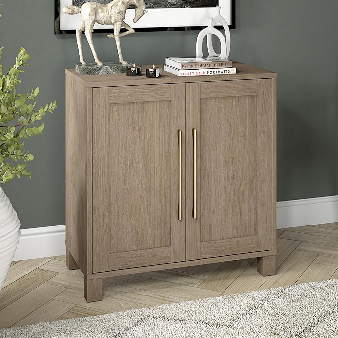 Henn&Hart 28" Wide Rectangular Accent Cabinet in Weathered Gray, for Home, Living Room, Bedroom, Entertainment Room, Office