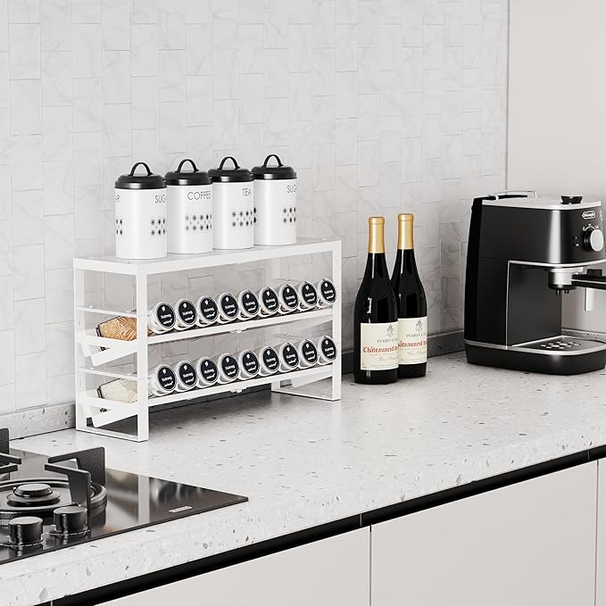 Expandable, Stackable, Adjustable Spice Rack Kitchen Organizer,Metal Pantry Storage Shelves - Multi-Tier Shelf for Cabinet, Countertop, Pantries, Cupboard or Wall Mount,White-NeatNest