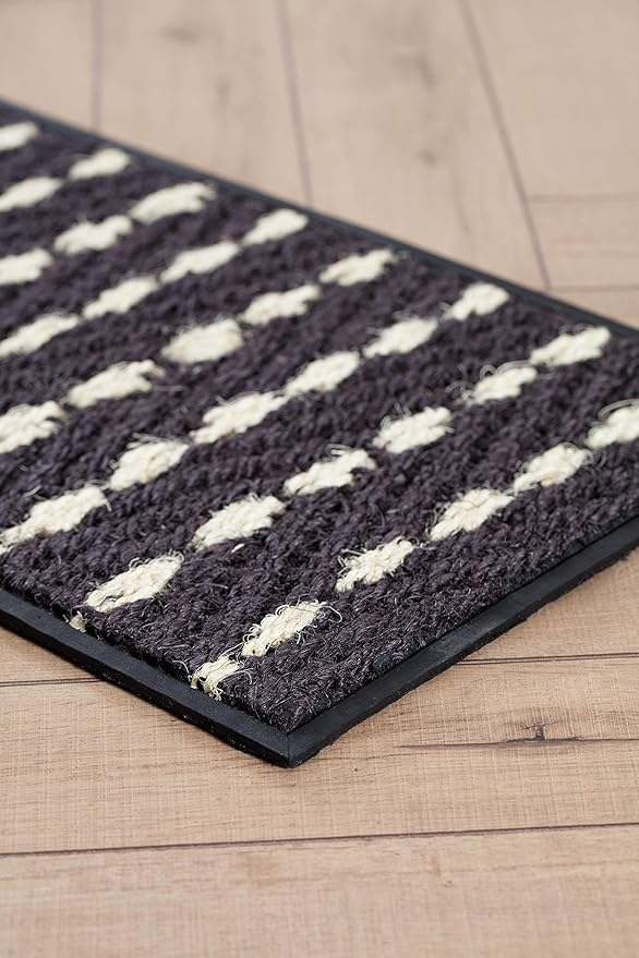 Anji Mountain AMB0BT2F-008 Black Rubber Boot/Shoe Tray with Coir, Fits 2 Pair (24.5" Wide), Gray & Ivory Insert
