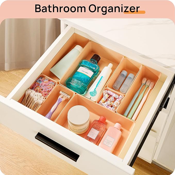 Vtopmart 25 PCS Plastic Drawer Organizers Set, 4-Size Versatile Bathroom and Vanity Drawer Organizer Trays, Storage Bins for Makeup, Bedroom, Kitchen Gadgets Utensils and Office-NeatNest